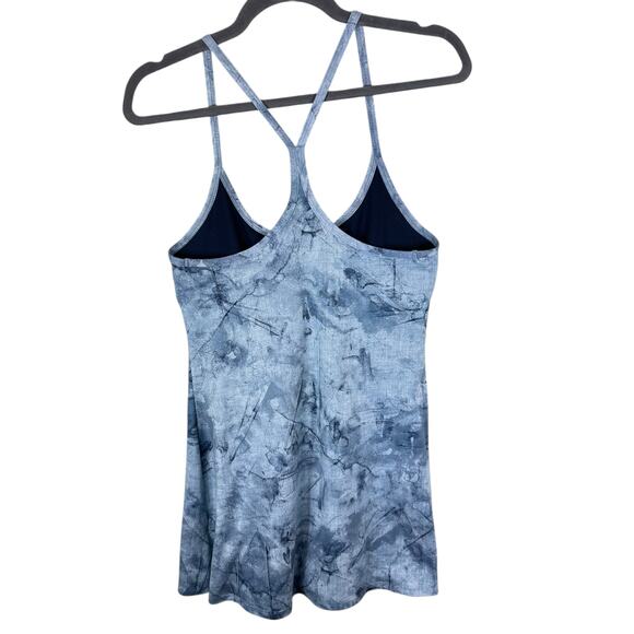 EVCR Blue Kelly Tie Dye Marbled Racerback Athletic Bodysuit Mini Dress Size M - Picture 3 of 7